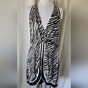 Bebe Silk Zebra Halter Dress Large